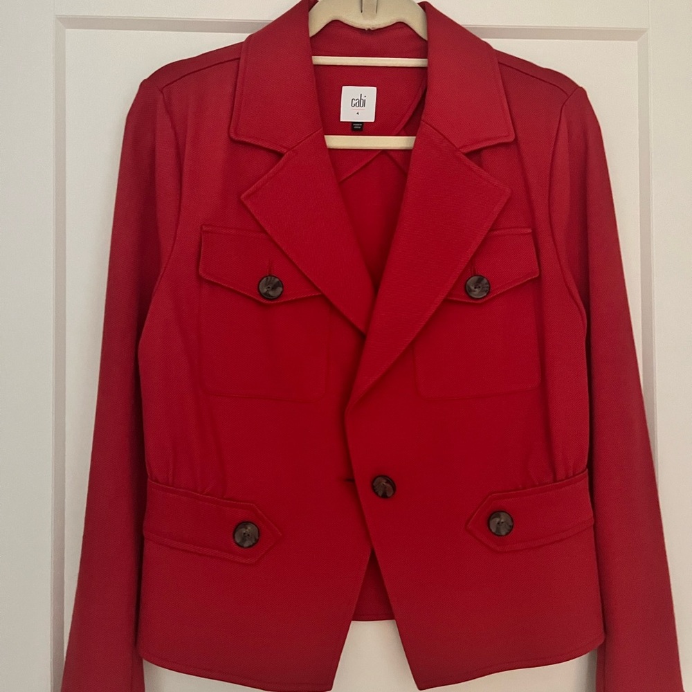 Cabi cropped jacket with button detail, size 4